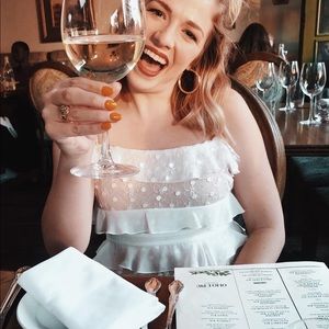 Forever 21 Nude and White Ruffle Dress